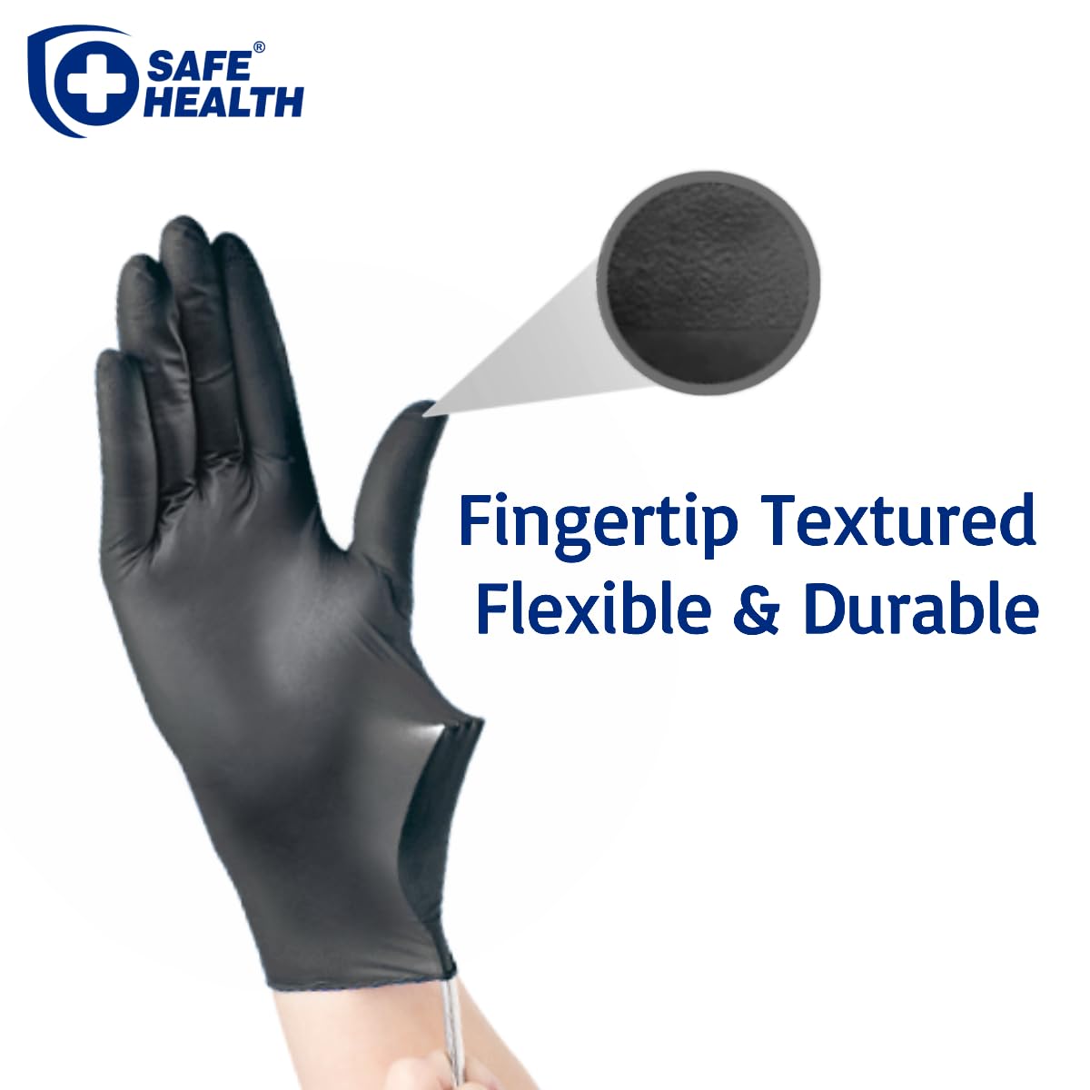 SAFE HEALTH Nitrile Black Industrial Disposable Gloves-Small 3.5 Mil Box of 100 Powder Free-Latex Free Tattoo-Beauty Salon-Hair Nail Studio-Auto Repair-Car Maintenance-Household-Daily