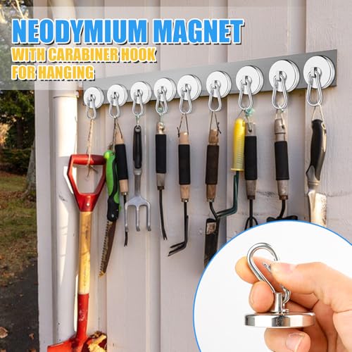 200Lbs Magnetic Carabiner Hook 2 Pcs Strong Magnetic Hooks Heavy Duty (2 Count)
