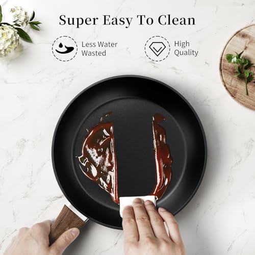 Nonstick Ceramic Frying Pans Skillets Set with Lid 8"+9.5"+11"