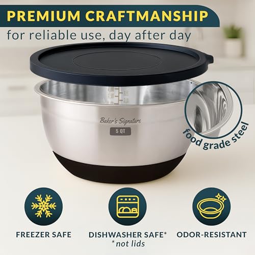 Stainless Steel Mixing Bowls with Lids Set of 5 (5 Count)
