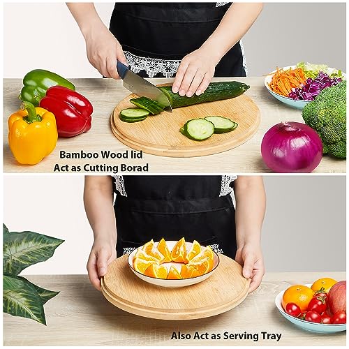 11.3" Extra Large Salad Bowl with Wooden Lid & Servers (208 Count)