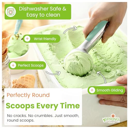 Heavy Duty Metal Ice Cream Scoop with Soft Grip Handle
