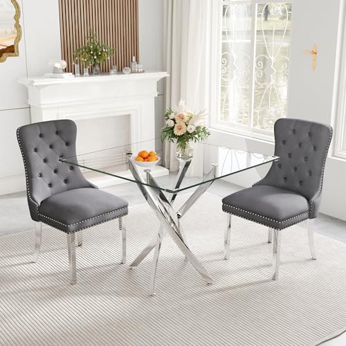 Square Glass Dining Table for 4
