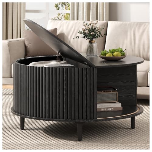 Round Coffee Table with Storage for Living Room