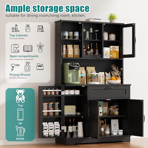 Farmhouse Pantry Cabinet with Acrylic Doors