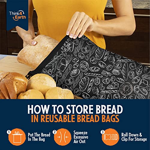 Premium Black Reusable Bread Bags for Homemade Bread