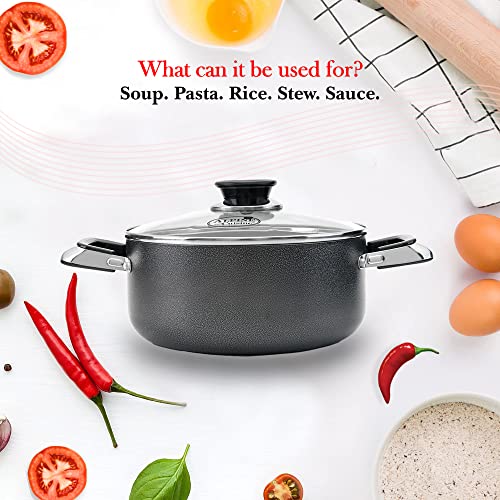 5 Quart Non stick Stock Pot with Tempered Glass Lid and Carrying Handles