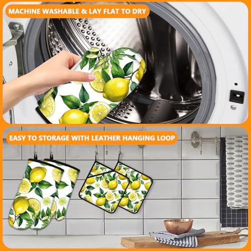 Lemon Fruits Oven Mitts and Pot Holders Sets 4Pcs