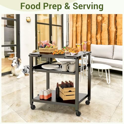 Outdoor Grill Prep Table 24"x30" Metal Grill Cart Outside 3