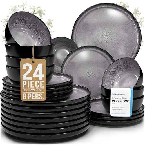 24 Piece Stoneware Dinnerware Set for 8 (24 Count)