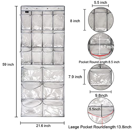 2 Pack Extra Large Hanging Crystal Clear Over Door Shoe Organizers (2 Count)
