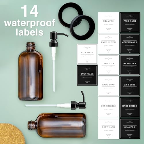 Amber Glass Soap Dispenser (2 Count)