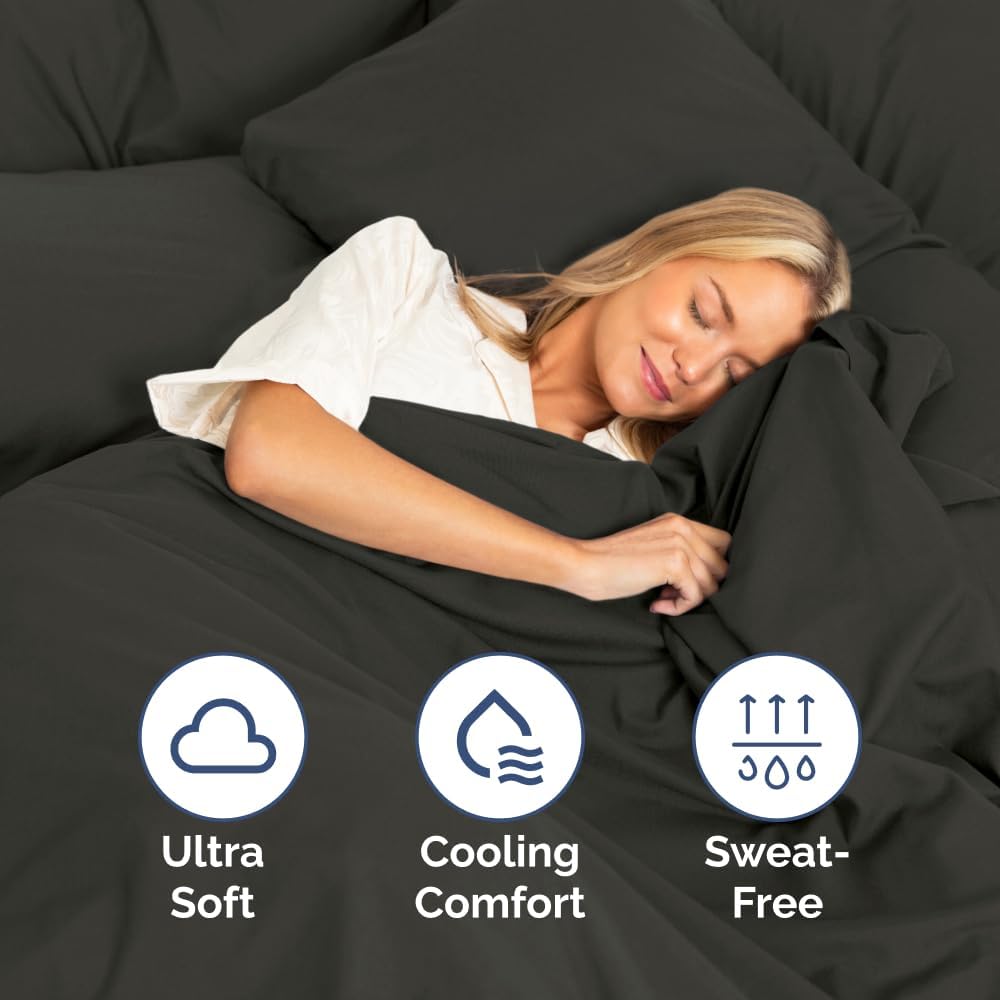 King Size 4 Piece Sheet Set - Comfy Breathable & Cooling Bed Sheets Set - Hotel Luxury Bedding for Women, Men, Kids, Teens, Boys & Girls - Deep Pockets, Ultra-Soft, Wrinkle Free - Oeko-Tex - Charcoal