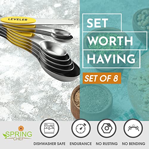 Stainless Steel Magnetic Measuring Spoons Set of 8