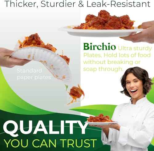 150pcs 100% Compostable 9in Paper Plates (150 Count)
