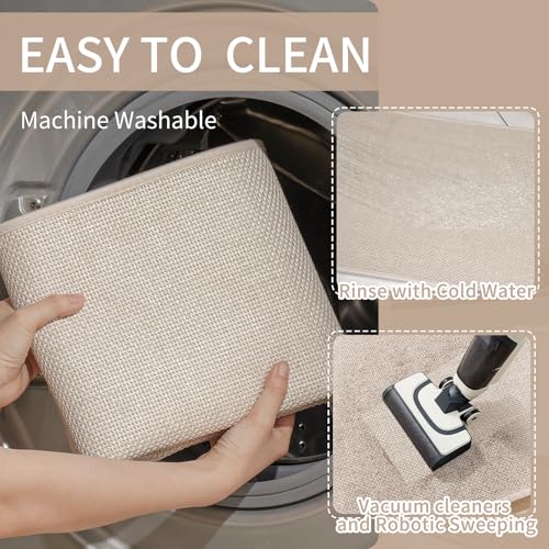 Extra Long Kitchen Runner Rugs Kitchen Mat Non Slip Beige 17"x95" (11.21 Sq Ft)