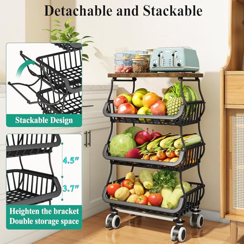4 Tier Fruit and Vegetable Basket Stand for Kitchen