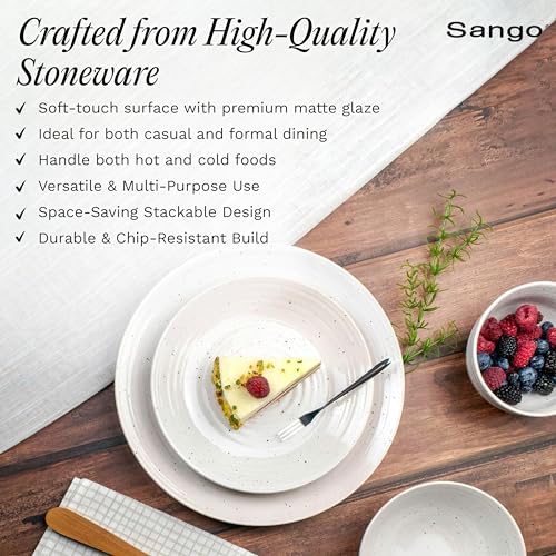 Siterra 16 Piece Rustic White Stoneware Dinnerware Set (16 Count)