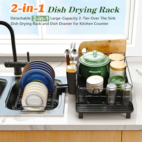 Large 2 Tier Dish Drying Rack for Kitchen Counter