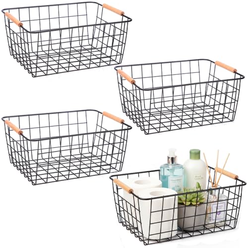 Metal Black Wire Basket (4 Count)