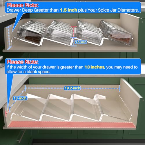 4 Pack Spice Drawer Organizer (4 Count)
