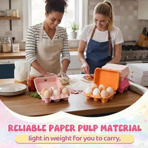 48 Pieces Colored Paper Pulp Egg Cartons 2 x 3 Colorful Style Vintage Blank Egg Cartons for Fresh Duck Quail Storage Kitchen Family Farmhouse (48 Count)