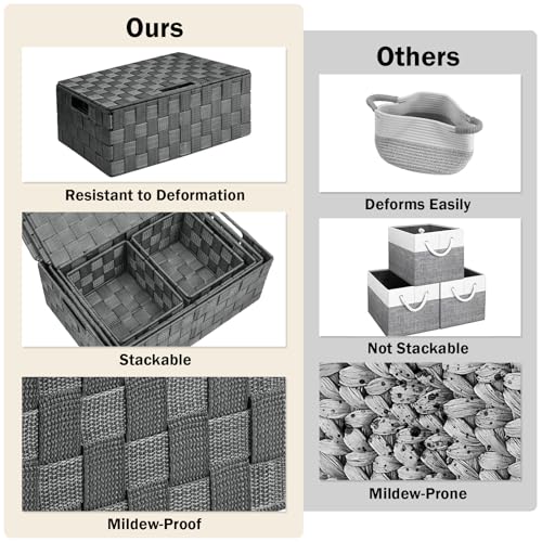 Storage Baskets with Lids (5 Count)