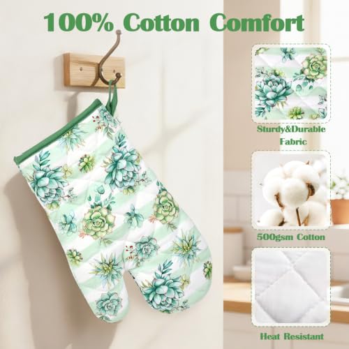 Succulent Oven Mitts and Pot Holders Set (2 Count)
