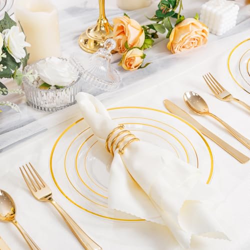 102 Pcs Clear Gold Plastic Plates (102 Count)