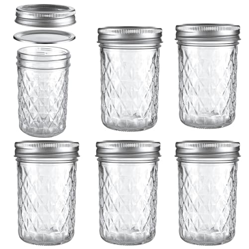 8oz 250ml Glass Mason Jars 6 Pack (6 Count)
