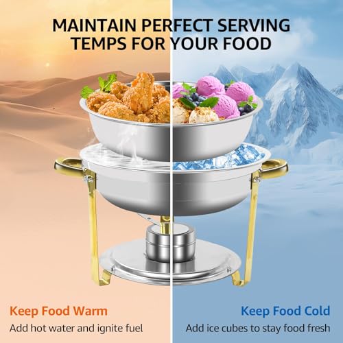 Gold & Silver Chafing Dishes for Buffet with Lid 5QT