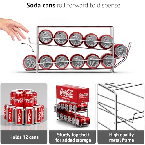 Soda Can Dispenser Rack for Fridge (12 Count)