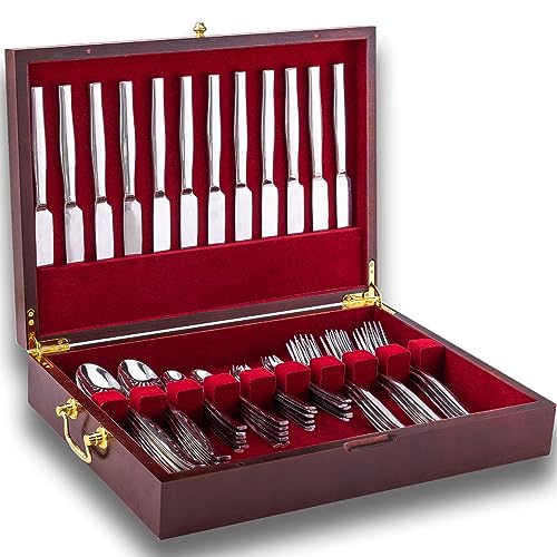 Wooden Silverware Chest without Silverware
