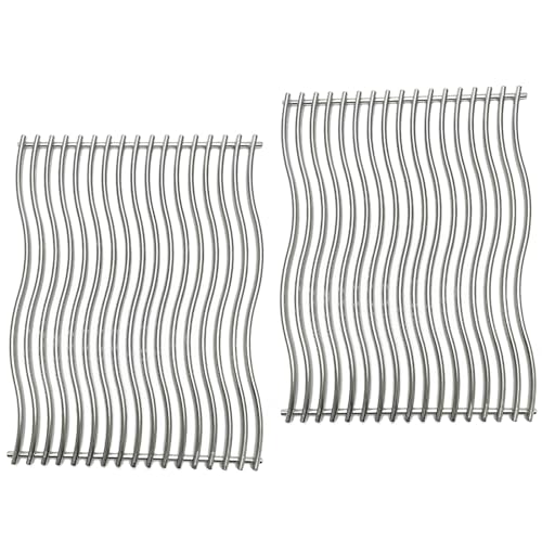 17-3/4" Stainless Steel 2 Waved Cooking Grids Grates Replacement Parts for Napoleon Prestige 500, Pro 500, LEX 485 Gas Grill S83011