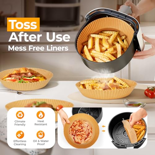 100Pcs 9 Inch Round Air Fryer Liners Disposable Large for 10 (100 Count)