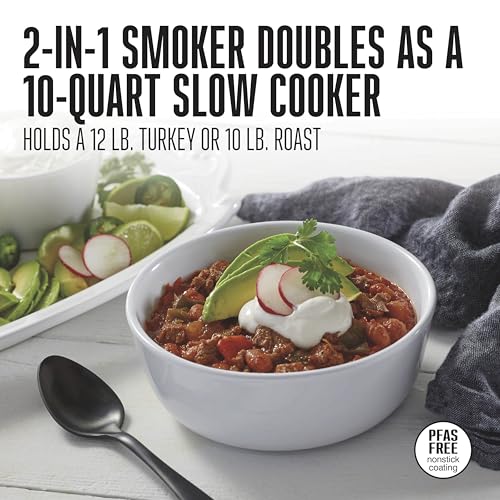 2-in-1 Indoor Electric Smoker & 10 Quart Programmable Slow Cooker
