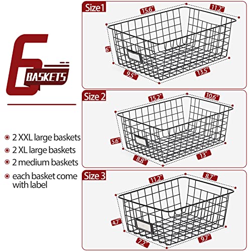 6 Pack Wire Baskets for Pantry Organization and Storage (6 Count)