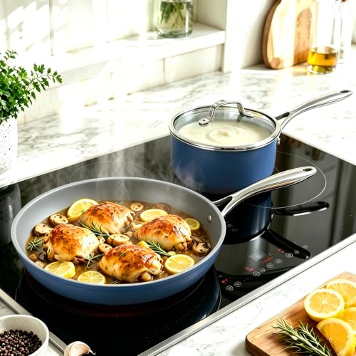 Blue 10 Piece Ceramic Cookware Set