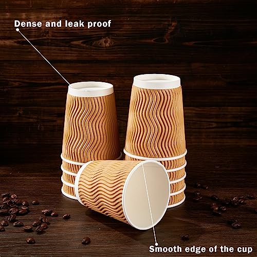 120 Pack 12 oz Disposable Paper Coffee Cups Insulated Champagne (120 Count)