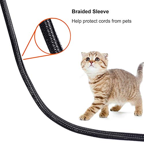 6.6ft - 4/5 inch Cable Sleeve, Cord Wrap Wire Protector Tubing for Pets, PC Cable Wrap, Computer Cable Management Sleeve - Black (6.6 Foot)