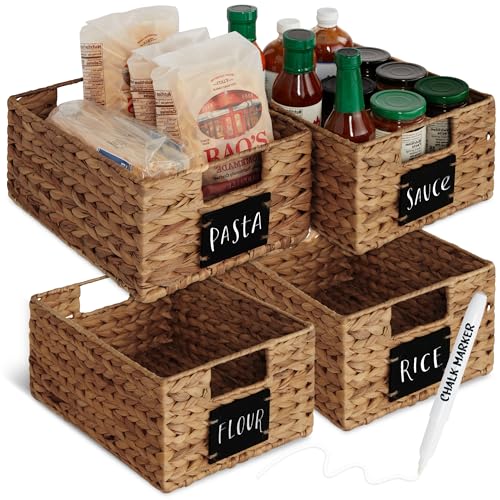 Set of 4 9x12in Water Hyacinth Pantry Baskets (4 Count)