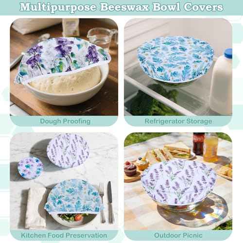 5Pcs Reusable Beeswax Elastic Bowl Covers for Bread Proofing and Food Cover (5 Count)