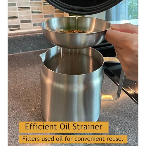 304 Stainless Steel Deep Fryer Pot with Basket and Oil Strainer