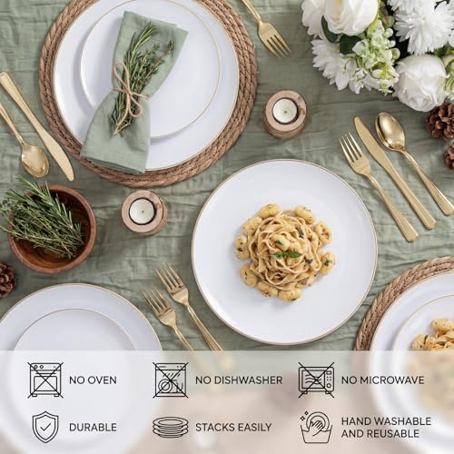 100PCS White Plates with Gold Trim (100 Count)