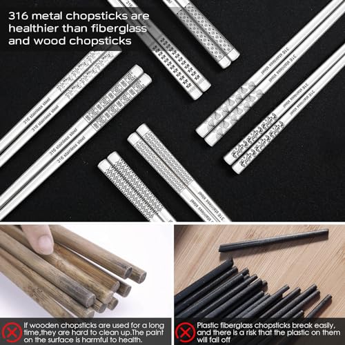 8 Pairs Metal Chopsticks Reusable 18