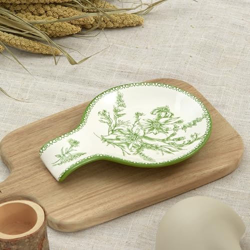 Green Garden Toile De Jouy Spoon Rest for Stove Top