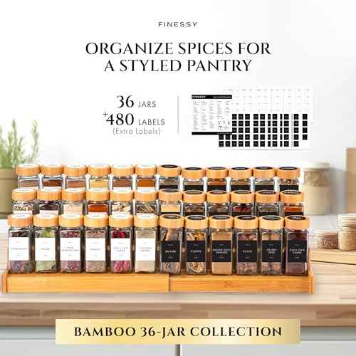 36 Thick Glass Spice Jars With Bamboo Lids (36 Count)