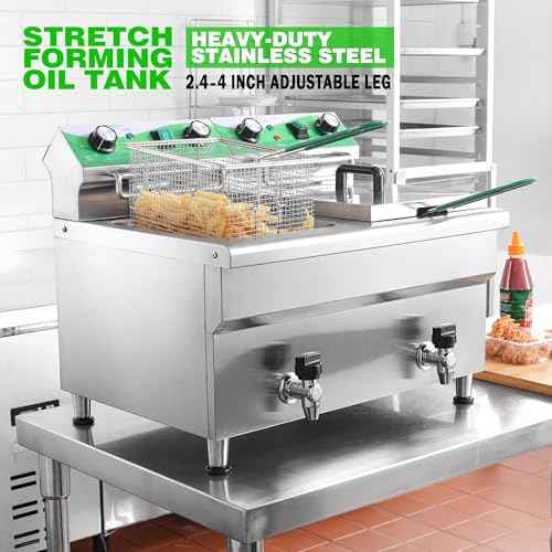 24L 25.4QT Commercial Deep Fryer with 2 Baskets and Lids