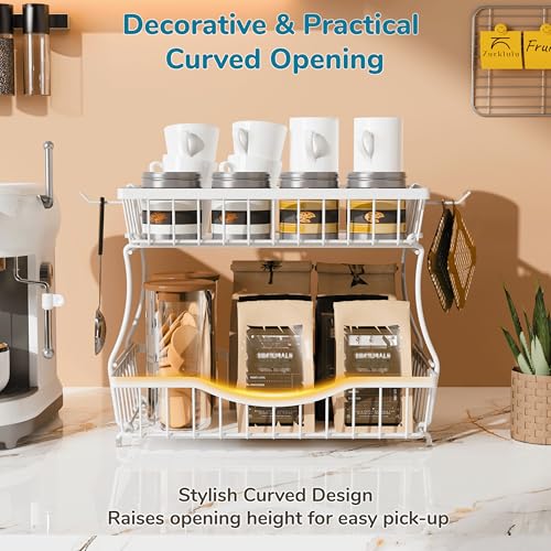 Large 2 Tier Fruit Basket for Kitchen Counter with 2 Banana Hangers (2 Count)