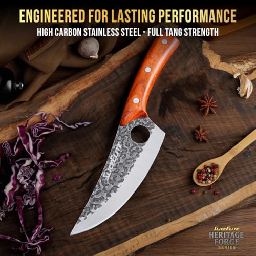 3 Piece BBQ Knife Set Serbian Chef Knife Meat Cleaver Viking Kitchen Knives (3 Count)